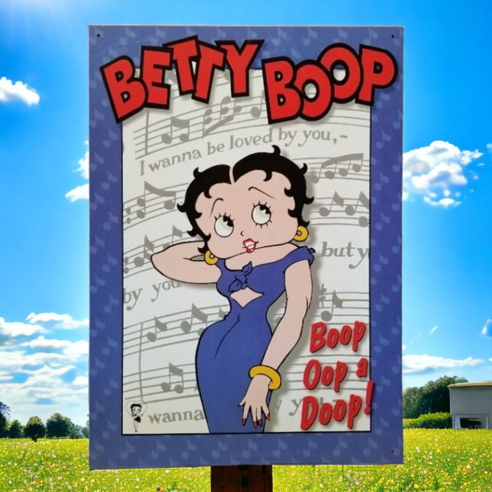 Vintage Betty Boop 90s Metal Sign Oop A Doop Fleisher Studios King Features USA